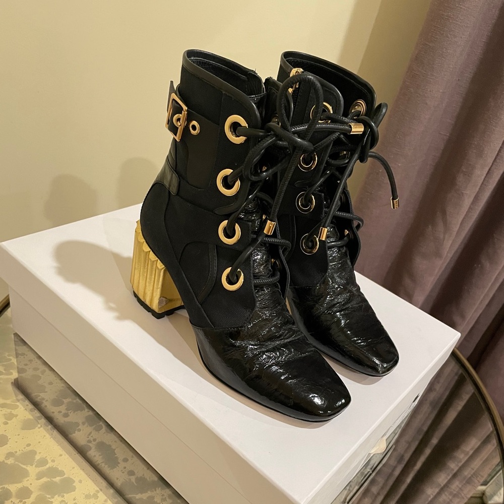 Dior Black Crinkled Boots - Picture 1 of 15